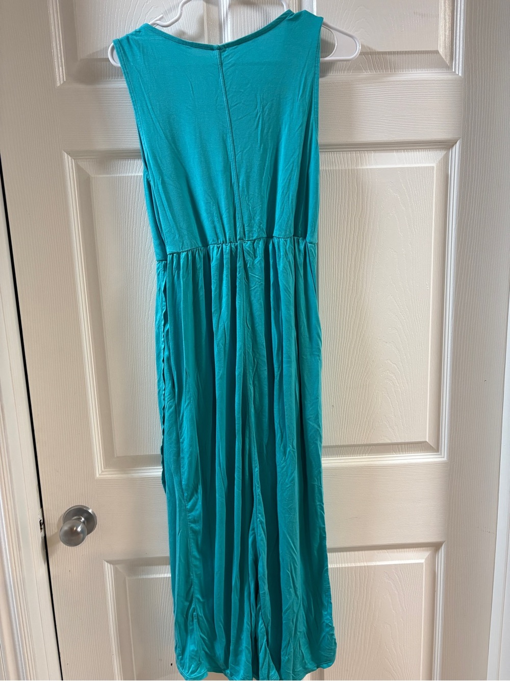 Sleeveless Asymmetrical Teal Maxi Dress - Picture 2 of 6